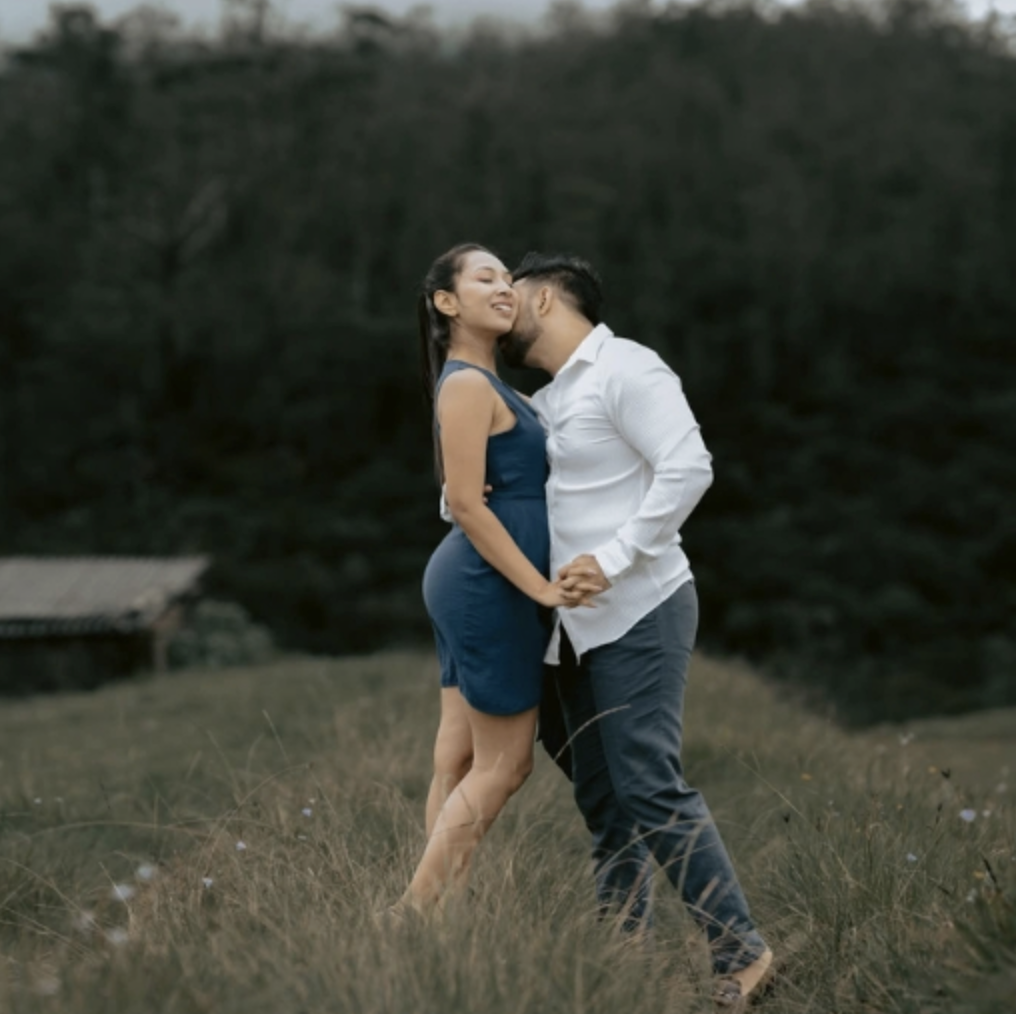 A bride looking out a window